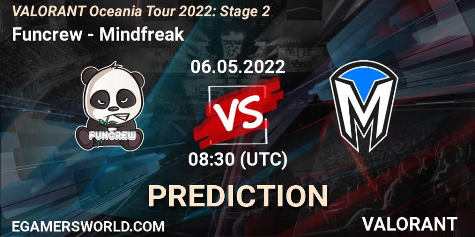 Pronósticos Funcrew - Mindfreak. 06.05.2022 at 08:30. VALORANT Oceania Tour 2022: Stage 2 - VALORANT
