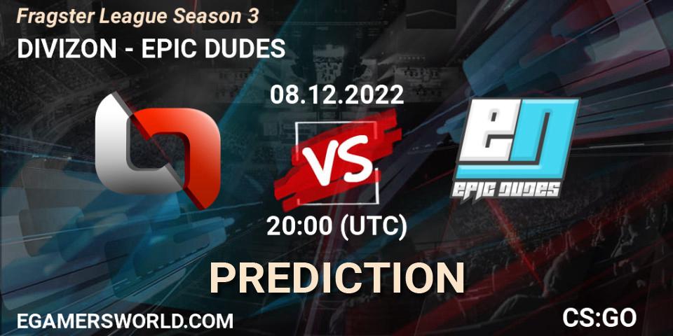 Pronósticos DIVIZON - EPIC DUDES. 08.12.22. Fragster League Season 3 - CS2 (CS:GO)