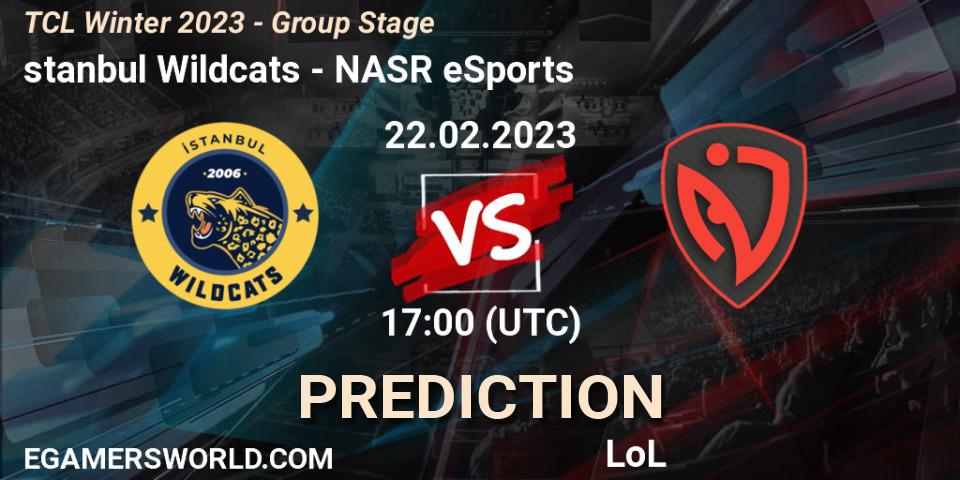 Pronósticos İstanbul Wildcats - NASR eSports. 09.03.2023 at 17:00. TCL Winter 2023 - Group Stage - LoL
