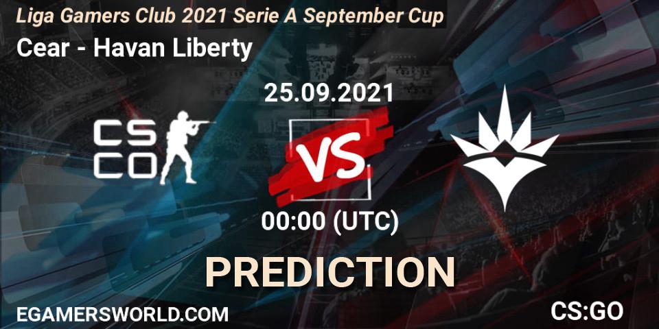 Pronósticos Ceará eSports - Havan Liberty. 25.09.2021 at 00:00. Liga Gamers Club 2021 Serie A September Cup - Counter-Strike (CS2)