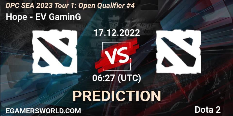 Pronósticos Hope - EV GaminG. 17.12.22. DPC SEA 2023 Tour 1: Open Qualifier #4 - Dota 2