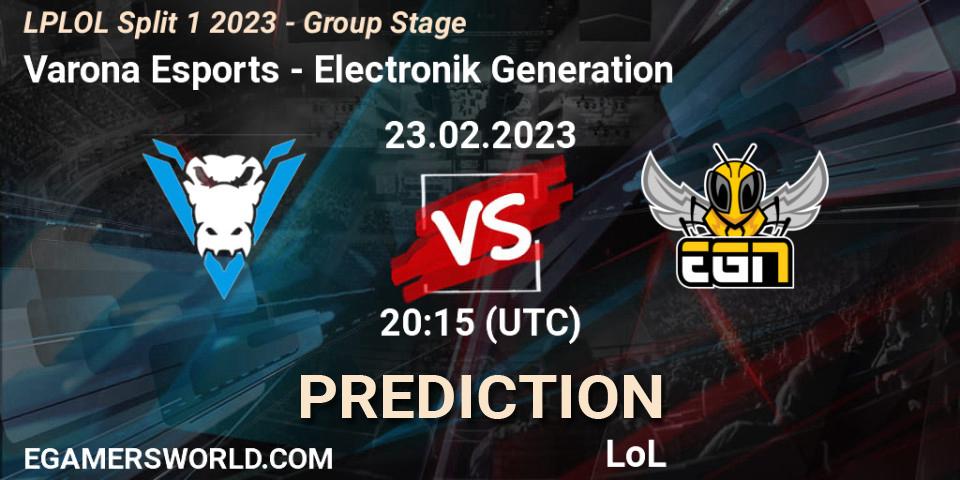 Pronósticos Varona Esports - EGN Esports. 23.02.2023 at 20:15. LPLOL Split 1 2023 - Group Stage - LoL