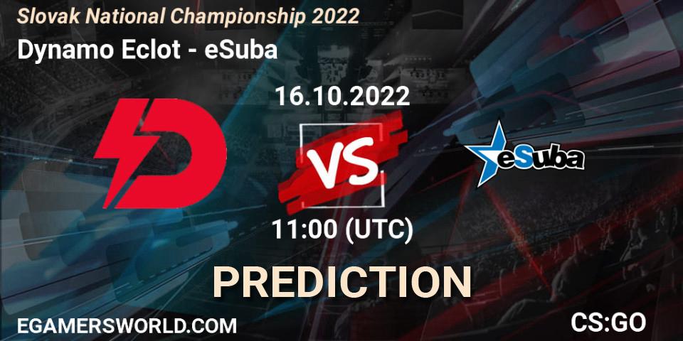 Pronósticos Dynamo Eclot - eSuba. 16.10.2022 at 11:00. Slovak National Championship 2022 - Counter-Strike (CS2)