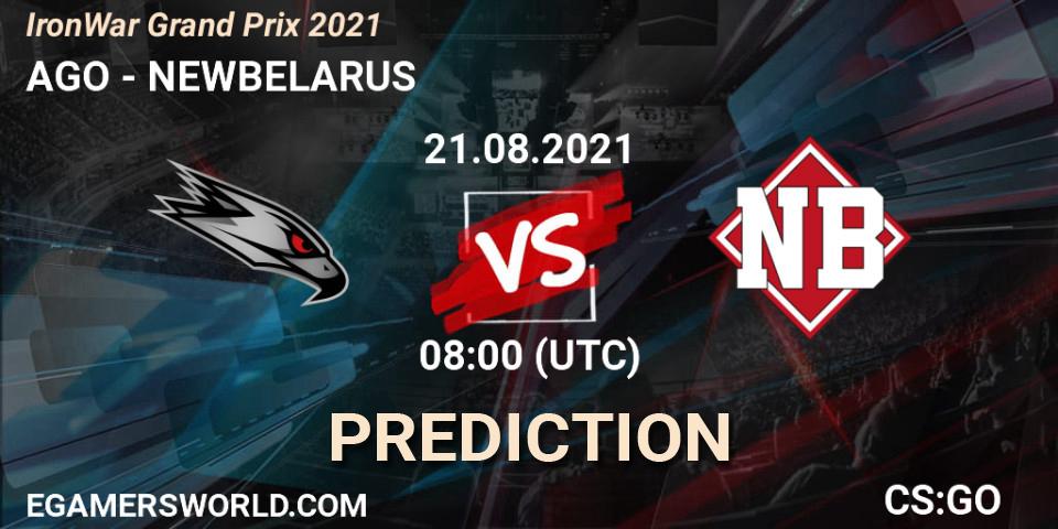 Pronósticos AGO - NEWBELARUS. 21.08.2021 at 08:05. IronWar Grand Prix 2021 - Counter-Strike (CS2)