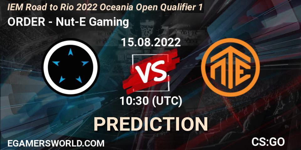 Pronósticos ORDER - Nut-E Gaming. 15.08.22. IEM Road to Rio 2022 Oceania Open Qualifier 1 - CS2 (CS:GO)