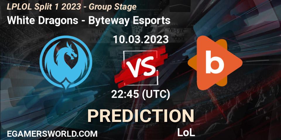 Pronósticos White Dragons - Byteway Esports. 10.03.23. LPLOL Split 1 2023 - Group Stage - LoL