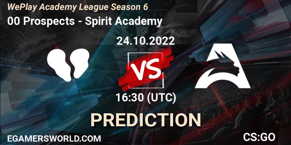 Pronósticos 00 Prospects - Spirit Academy. 24.10.22. WePlay Academy League Season 6 - CS2 (CS:GO)