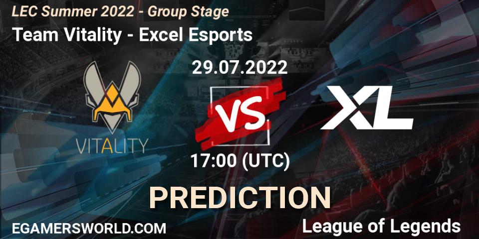 Pronósticos Team Vitality - Excel Esports. 29.07.22. LEC Summer 2022 - Group Stage - LoL