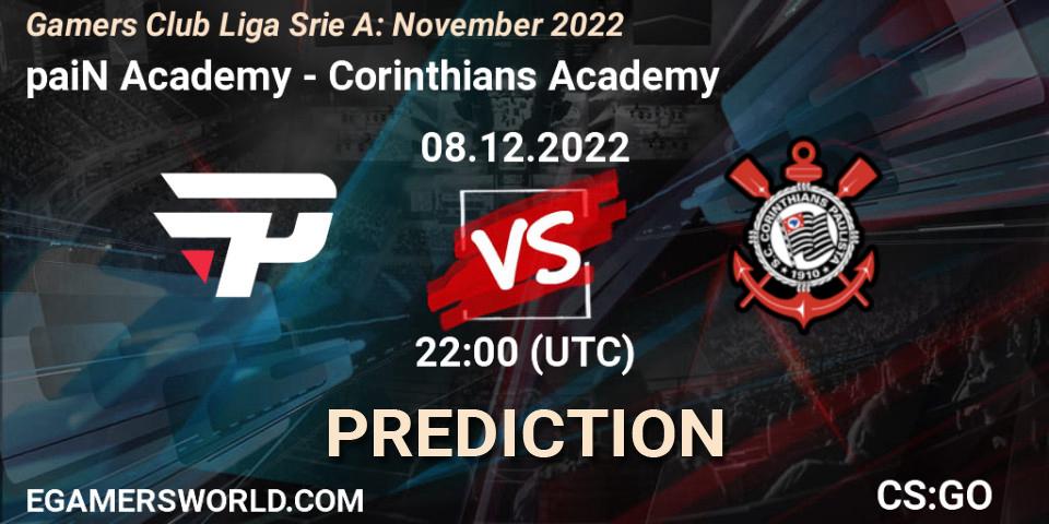 Pronósticos paiN Academy - Corinthians Academy. 08.12.22. Gamers Club Liga Série A: November 2022 - CS2 (CS:GO)