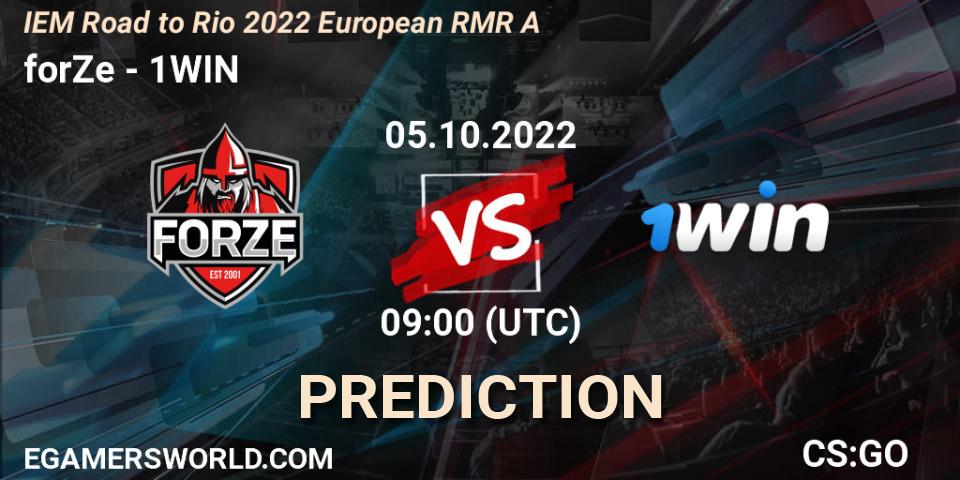 Pronósticos forZe - 1WIN. 05.10.2022 at 09:00. IEM Road to Rio 2022 European RMR A - Counter-Strike (CS2)