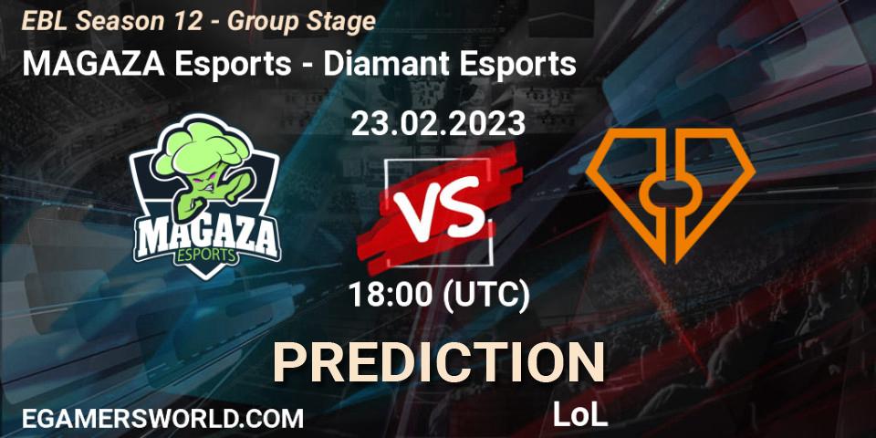 Pronósticos MAGAZA Esports - Diamant Esports. 23.02.23. EBL Season 12 - Group Stage - LoL