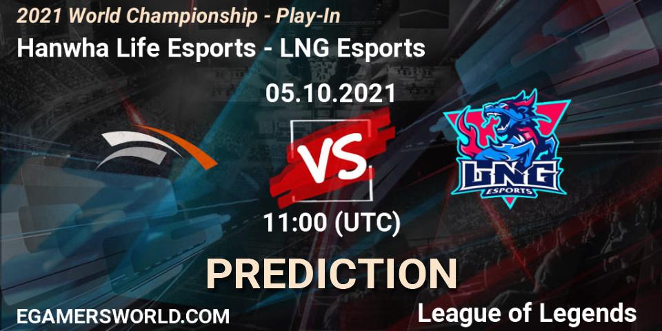 Pronósticos Hanwha Life Esports - LNG Esports. 05.10.2021 at 11:00. 2021 World Championship - Play-In - LoL