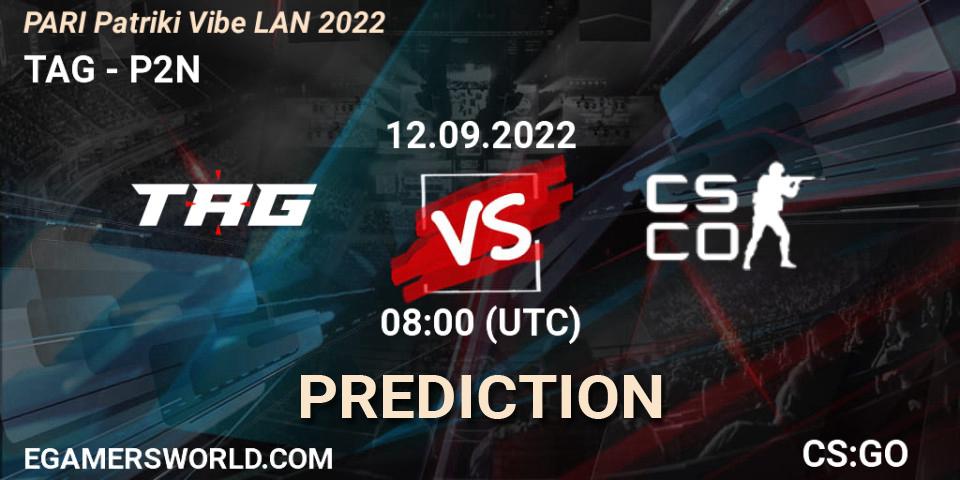 Pronósticos TAG - P2N. 12.09.2022 at 08:00. PARI PATRIKI VIBE LAN - Counter-Strike (CS2)