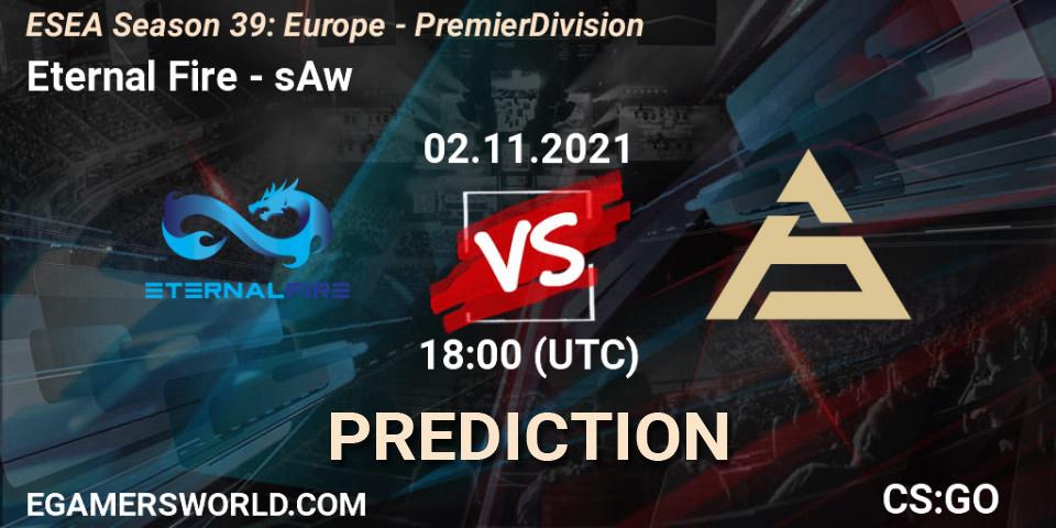 Pronósticos Eternal Fire - sAw. 02.11.2021 at 18:00. ESEA Season 39: Europe - Premier Division - Counter-Strike (CS2)