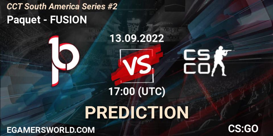 Pronósticos Paquetá - FUSION. 13.09.2022 at 17:40. CCT South America Series #2 - Counter-Strike (CS2)
