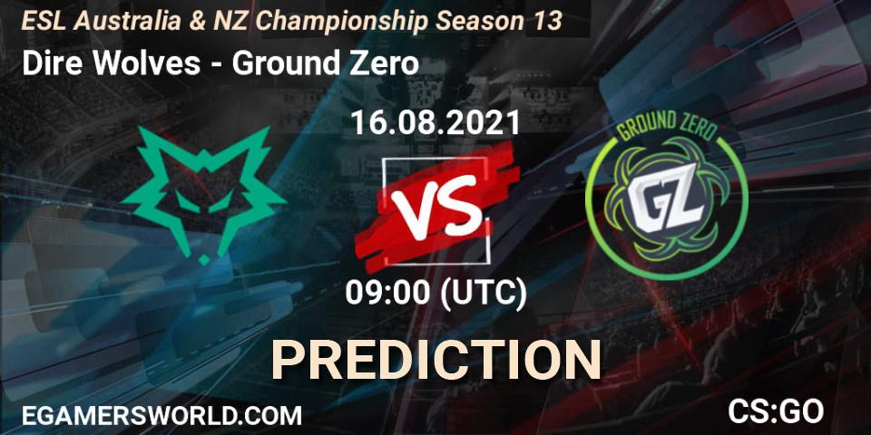 Pronósticos Dire Wolves - Ground Zero. 16.08.2021 at 09:05. ESL Australia & NZ Championship Season 13 - Counter-Strike (CS2)
