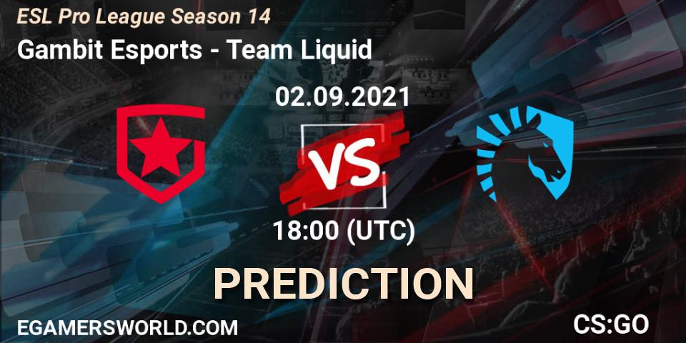 Pronósticos Gambit Esports - Team Liquid. 02.09.2021 at 18:00. ESL Pro League Season 14 - Counter-Strike (CS2)
