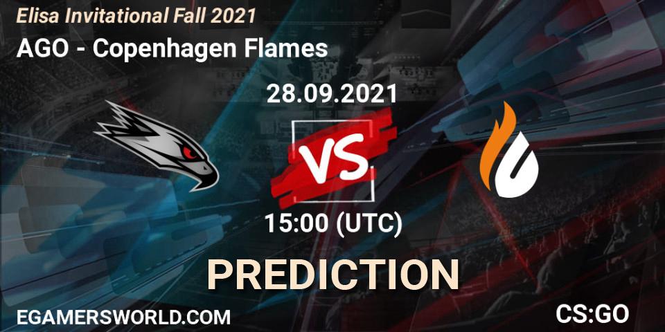 Pronósticos AGO - Copenhagen Flames. 28.09.2021 at 14:00. Elisa Invitational Fall 2021 - Counter-Strike (CS2)