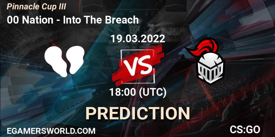 Pronósticos 00 Nation - Into The Breach. 19.03.2022 at 18:00. Pinnacle Cup #3 - Counter-Strike (CS2)