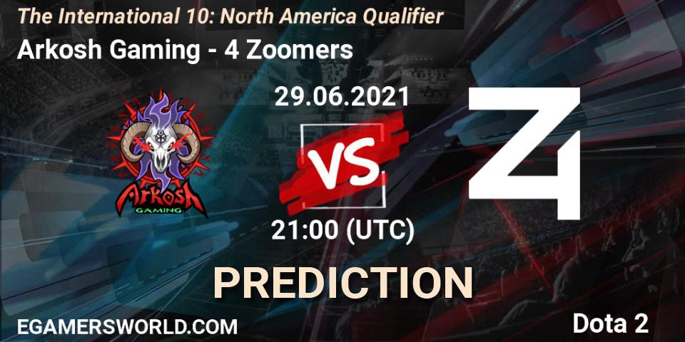 Pronósticos Arkosh Gaming - 4 Zoomers. 01.07.2021 at 00:48. The International 10: North America Qualifier - Dota 2