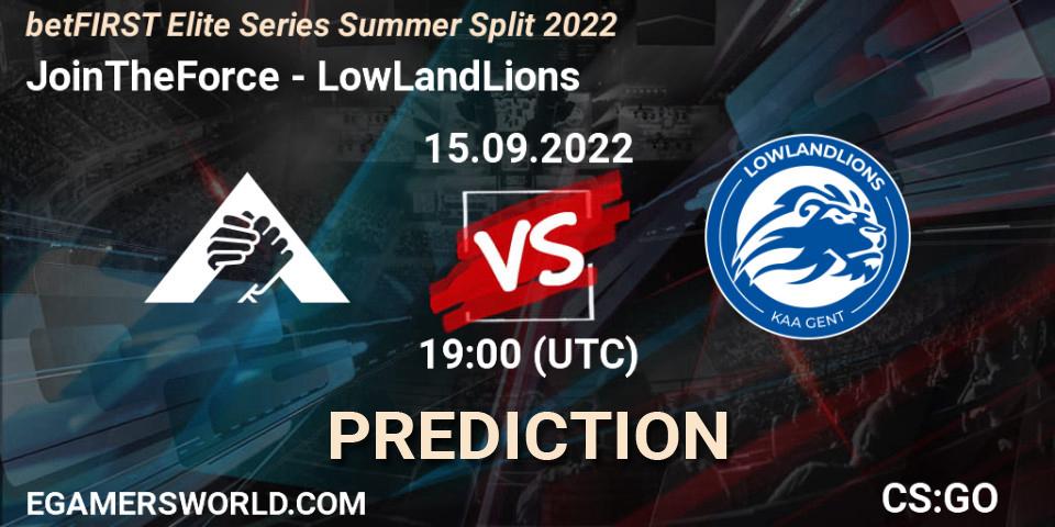 Pronósticos JoinTheForce - LowLandLions. 15.09.22. betFIRST Elite Series Summer Split 2022 - CS2 (CS:GO)