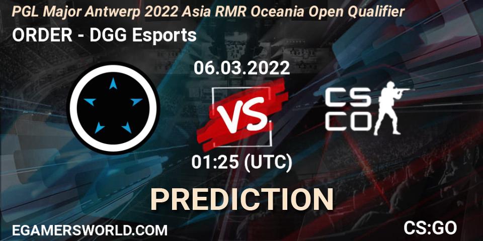 Pronósticos ORDER - DGG Esports. 06.03.22. PGL Major Antwerp 2022 Asia RMR Oceania Open Qualifier - CS2 (CS:GO)