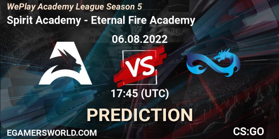 Pronósticos Spirit Academy - Eternal Fire Academy. 06.08.22. WePlay Academy League Season 5 - CS2 (CS:GO)