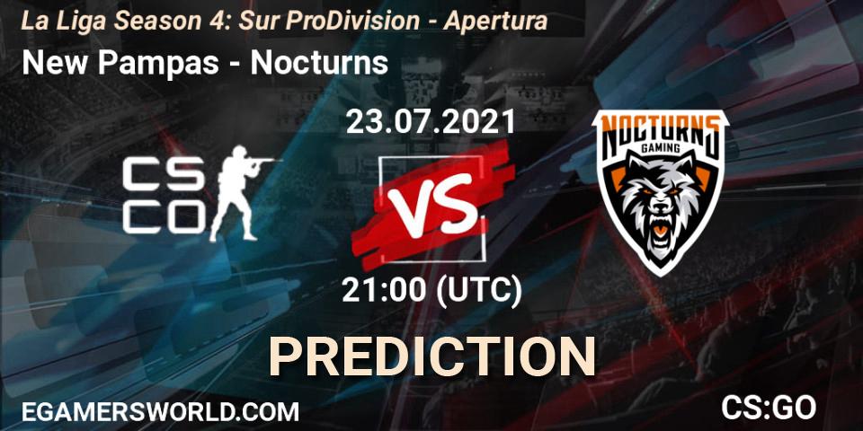 Pronósticos New Pampas - Nocturns. 23.07.2021 at 21:00. La Liga Season 4: Sur Pro Division - Apertura - Counter-Strike (CS2)