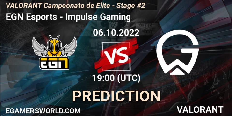Pronósticos EGN Esports - Impulse Gaming. 06.10.2022 at 19:00. VALORANT Campeonato de Elite - Stage #2 - VALORANT