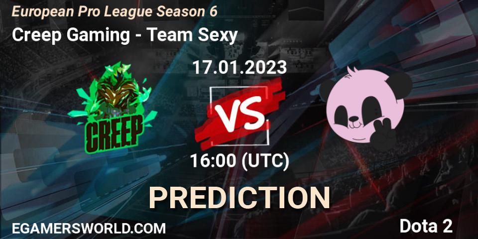 Pronósticos Creep Gaming - Team Sexy. 17.01.23. European Pro League Season 6 - Dota 2