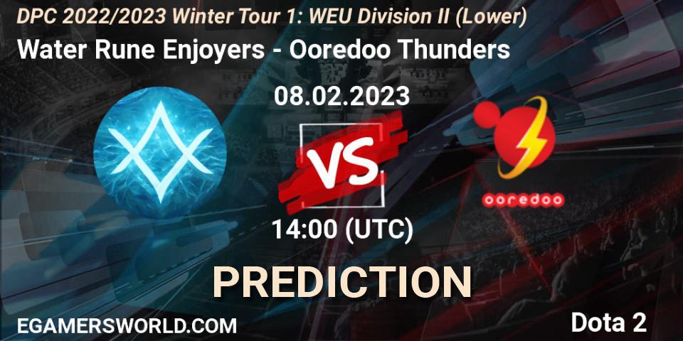 Pronósticos Water Rune Enjoyers - Ooredoo Thunders. 08.02.23. DPC 2022/2023 Winter Tour 1: WEU Division II (Lower) - Dota 2