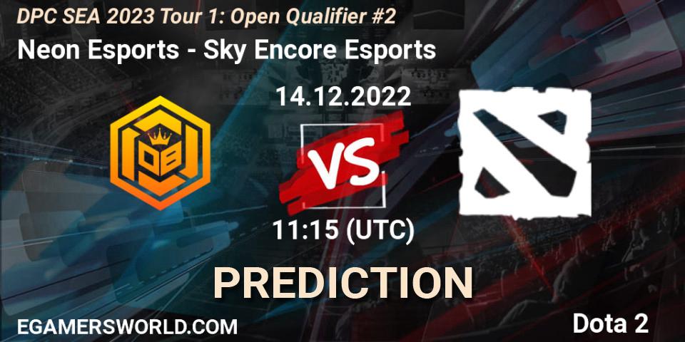 Pronósticos Neon Esports - Sky Encore Esports. 14.12.2022 at 11:18. DPC SEA 2023 Tour 1: Open Qualifier #2 - Dota 2