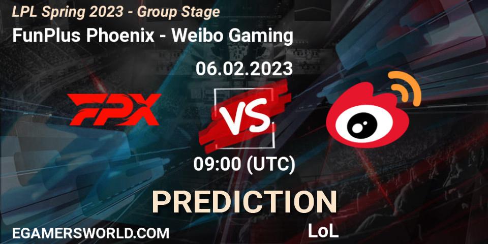 Pronósticos FunPlus Phoenix - Weibo Gaming. 06.02.23. LPL Spring 2023 - Group Stage - LoL