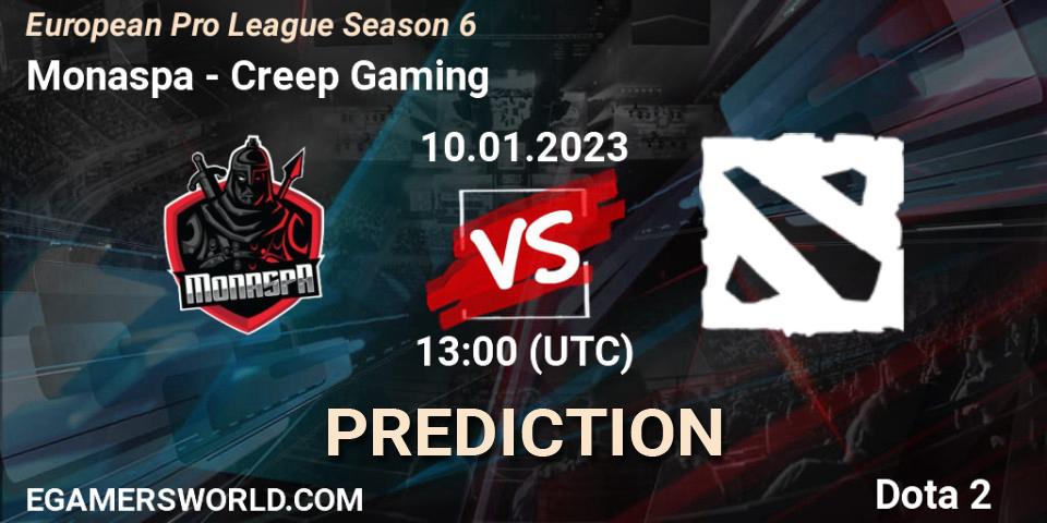 Pronósticos Monaspa - Creep Gaming. 10.01.23. European Pro League Season 6 - Dota 2