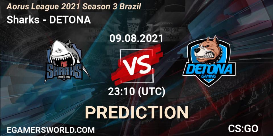 Pronósticos Sharks - DETONA. 09.08.21. Aorus League 2021 Season 3 Brazil - CS2 (CS:GO)