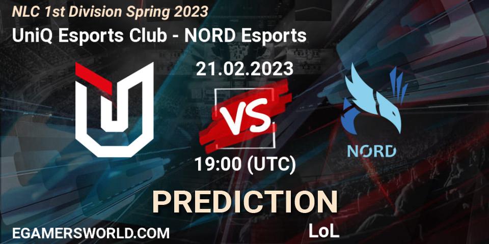 Pronósticos UniQ Esports Club - NORD Esports. 21.02.23. NLC 1st Division Spring 2023 - LoL