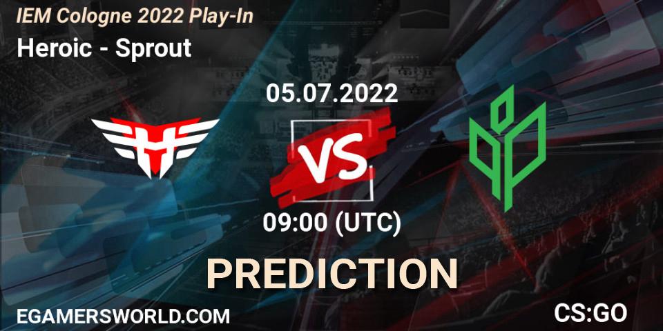 Pronósticos Heroic - Sprout. 05.07.2022 at 09:00. IEM Cologne 2022 Play-In - Counter-Strike (CS2)