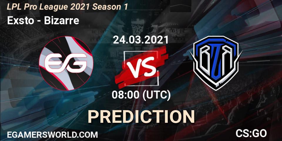 Pronósticos Exsto - Bizarre. 24.03.21. LPL Pro League 2021 Season 1 - CS2 (CS:GO)