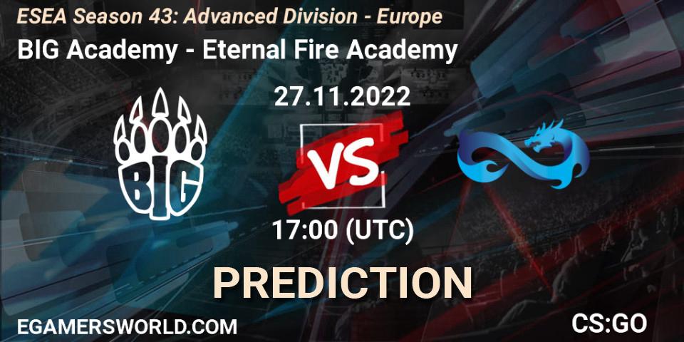 Pronósticos BIG Academy - Eternal Fire Academy. 27.11.22. ESEA Season 43: Advanced Division - Europe - CS2 (CS:GO)