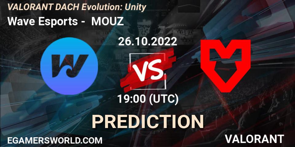 Pronósticos Wave Esports - MOUZ. 26.10.2022 at 19:25. VALORANT DACH Evolution: Unity - VALORANT