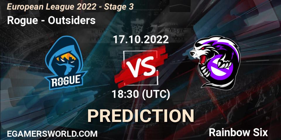Pronósticos Rogue - Outsiders. 17.10.22. European League 2022 - Stage 3 - Rainbow Six