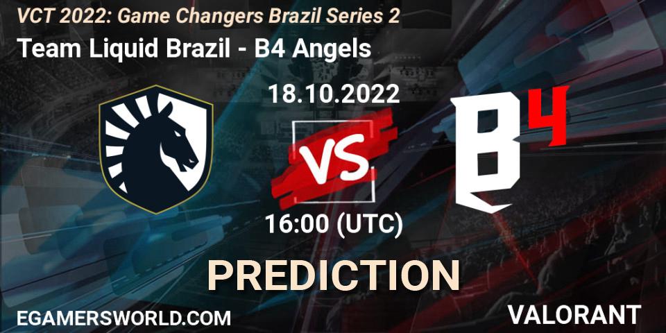 Pronósticos Team Liquid Brazil - B4 Angels. 18.10.2022 at 16:20. VCT 2022: Game Changers Brazil Series 2 - VALORANT