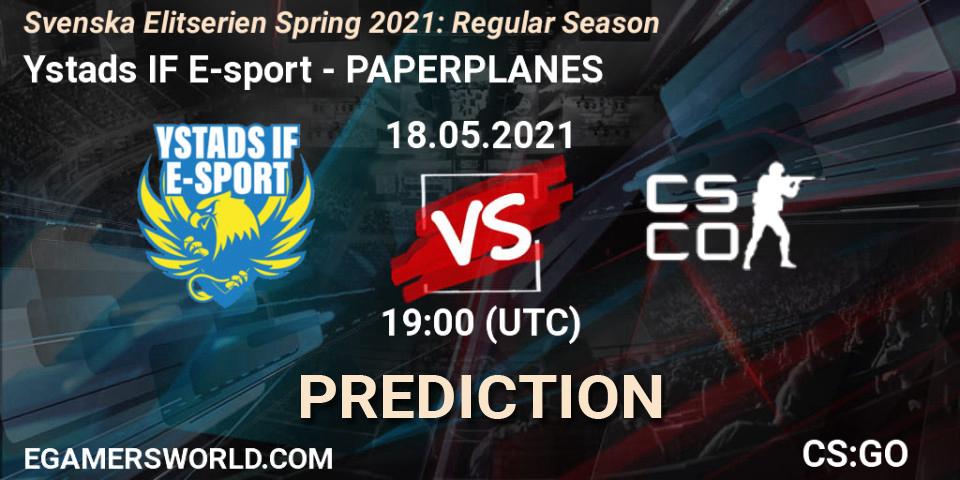 Pronósticos Ystads IF E-sport - PAPERPLANES. 18.05.21. Svenska Elitserien Spring 2021: Regular Season - CS2 (CS:GO)