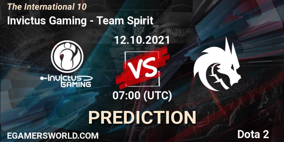 Pronósticos Invictus Gaming - Team Spirit. 12.10.2021 at 07:55. The Internationa 2021 - Dota 2