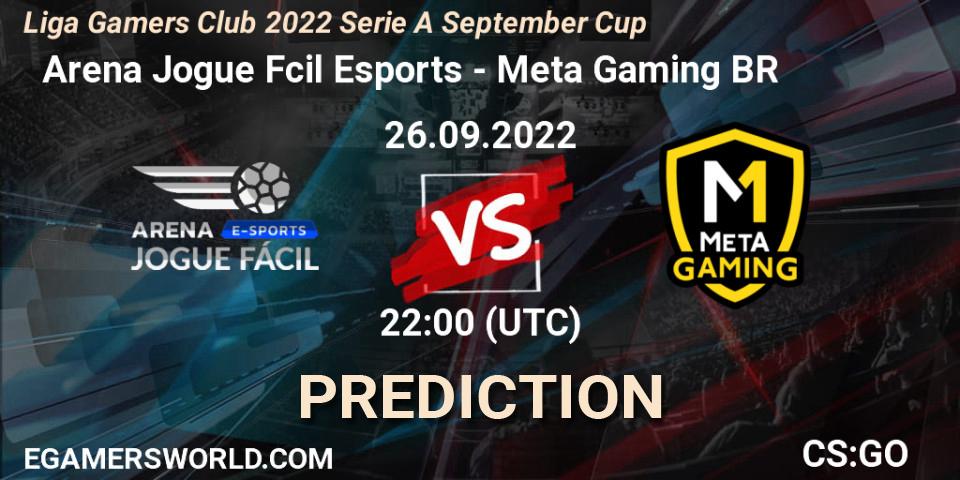Pronósticos Arena Jogue Fácil Esports - Meta Gaming BR. 26.09.2022 at 22:00. Liga Gamers Club 2022 Serie A September Cup - Counter-Strike (CS2)