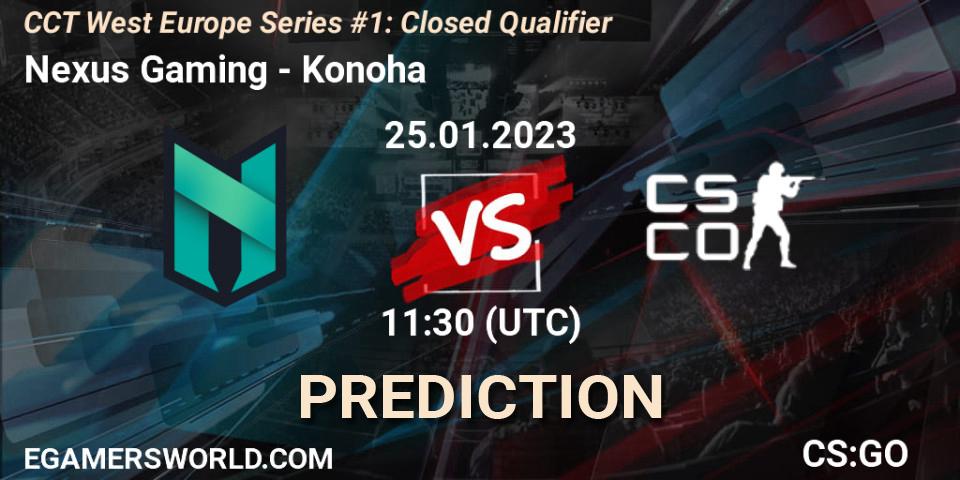 Pronósticos Nexus Gaming - Konoha. 25.01.2023 at 11:50. CCT West Europe Series #1: Closed Qualifier - Counter-Strike (CS2)
