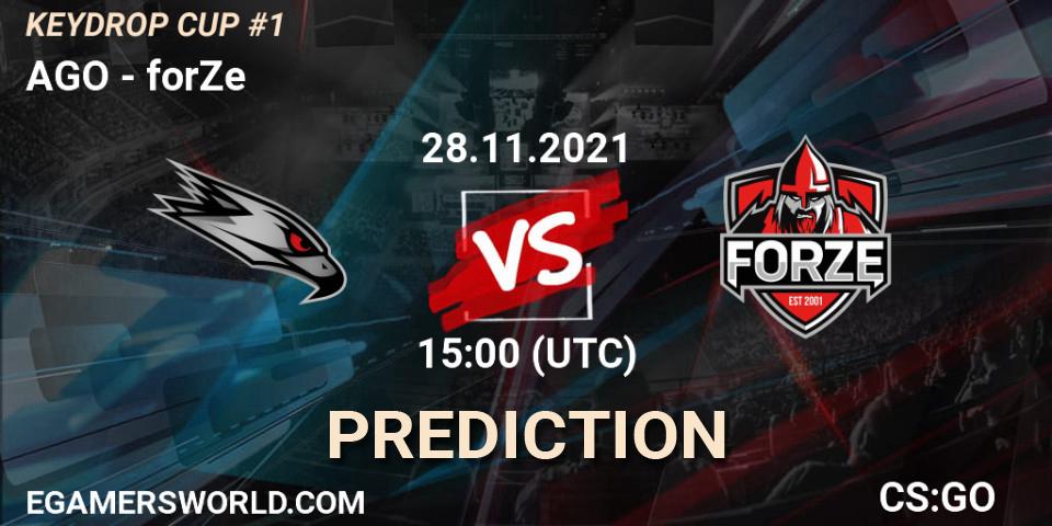 Pronósticos AGO - forZe. 28.11.2021 at 14:30. KEYDROP CUP #1 - Counter-Strike (CS2)
