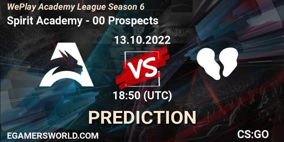 Pronósticos Spirit Academy - 00 Prospects. 13.10.22. WePlay Academy League Season 6 - CS2 (CS:GO)