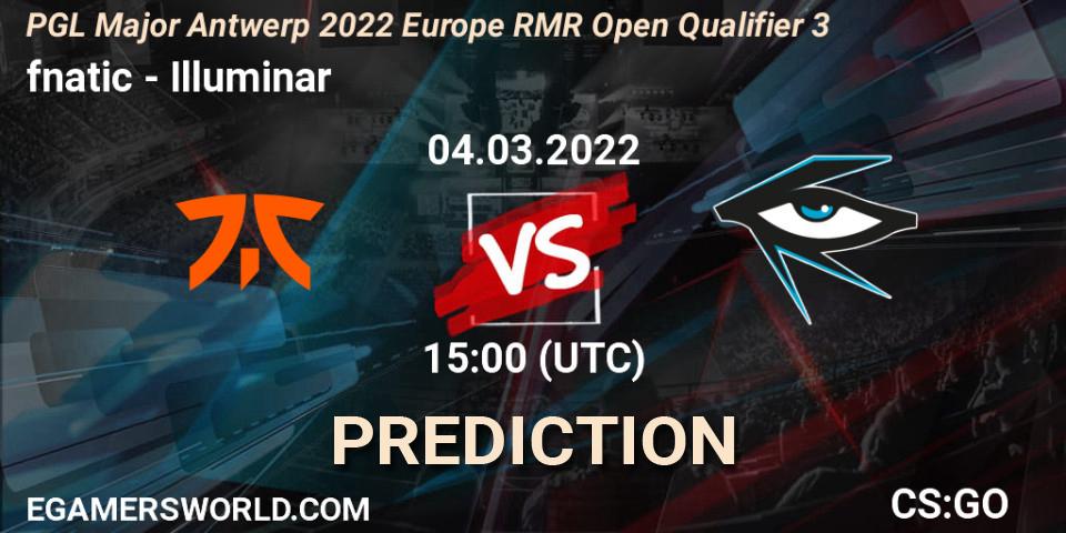 Pronósticos fnatic - Illuminar. 04.03.2022 at 15:05. PGL Major Antwerp 2022 Europe RMR Open Qualifier 3 - Counter-Strike (CS2)