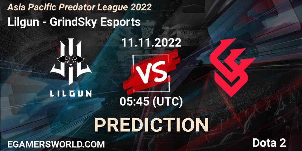 Pronósticos Lilgun - GrindSky Esports. 11.11.22. Asia Pacific Predator League 2022 - Dota 2